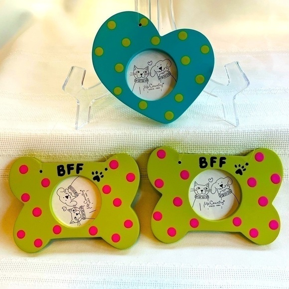 $5 ADD ON with $15+ Bundle Pet Picture Frame Ornaments Wooden Set of Three NEW - Picture 7 of 7